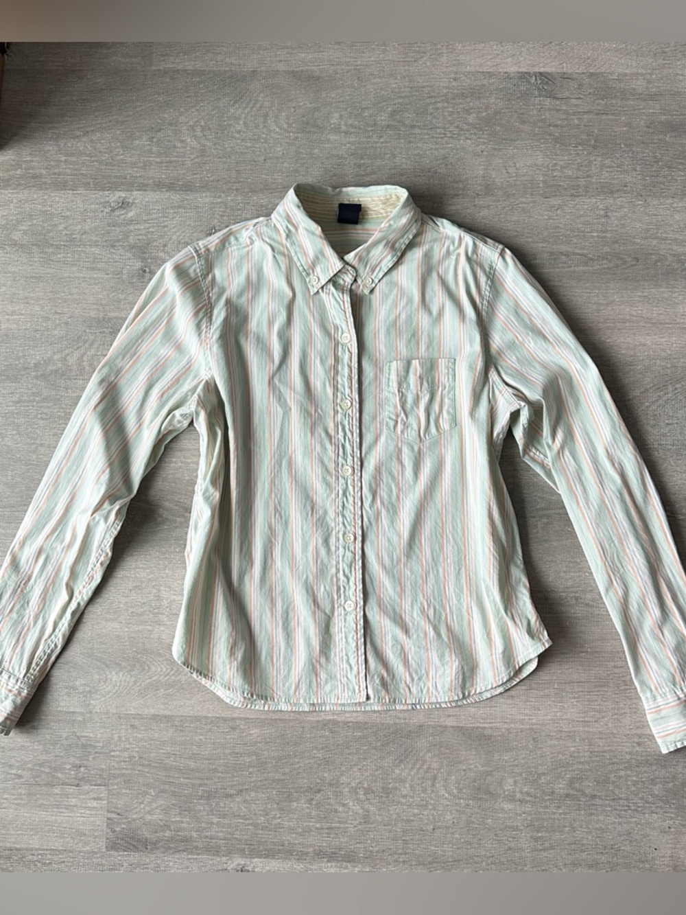 Y2K Gap Green and Orange striped button up shirt